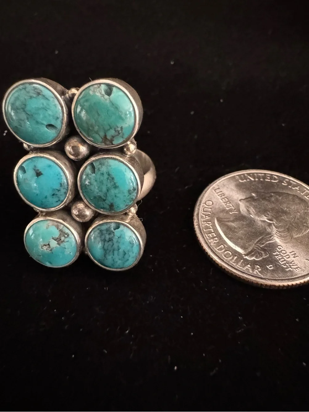 Blue moon Turquoise Stone Cluster Ring‎ - sterling silver setting Women’s Ring